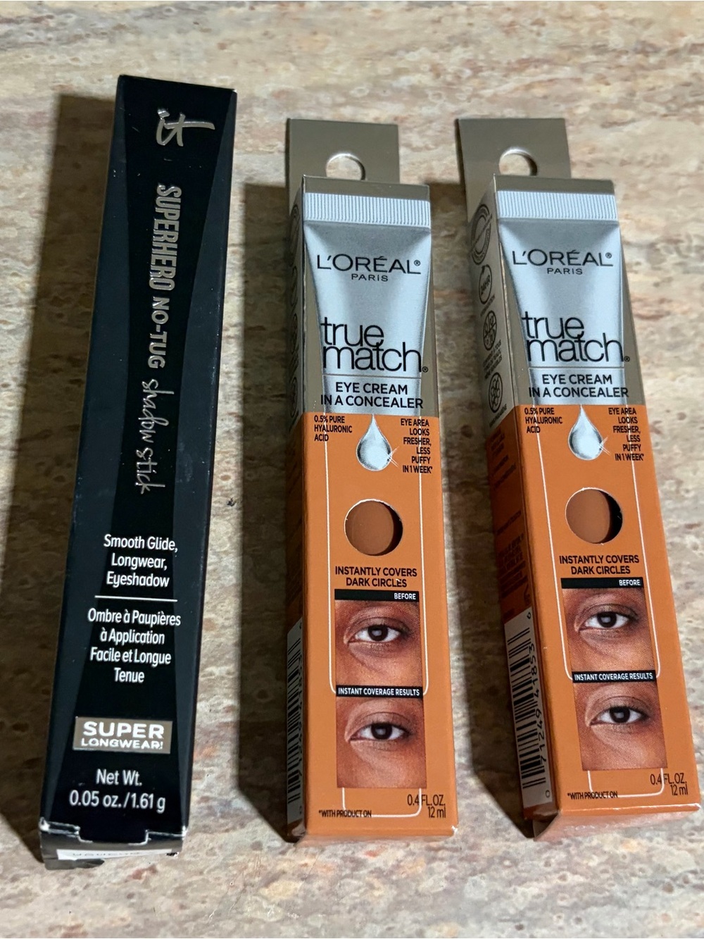 IT Superhero No Tug Tenacious Tawny Shadow Stick, 2-l’Oreal eye cream concealers